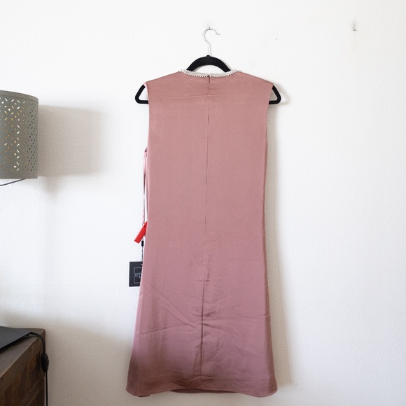 Ieena For Mac Duggal Mauve Satin Cocktail Dress Rhinestone Collar - Picture 6 of 7